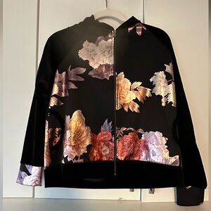 Floral Velvet Bomber Jacket in Black